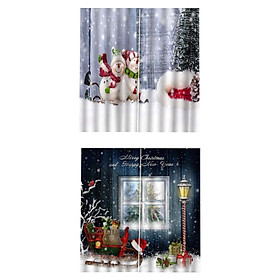 2pcs/ Christmas Pattern Living Room Window Drapes For Home Decor