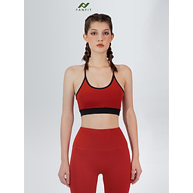 Áo bra thể thao tập Gym Yoga Pilates FANFIT FFSB001 - Phối viền màu, 2 dây ôm sát dày dặn - Tặng mút ngực - TYM FASHION