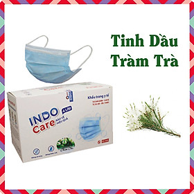 KHẨU TRANG Y TẾ INDO CARE - HƯƠNG TRÀM TRÀ, KHỬ MÙI HƠI THỞ/CHỐNG SAY TÀU XE/KHÁNG KHUẨN 99% - HỘP 50 CÁI