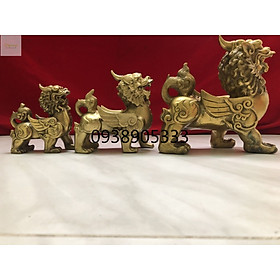 Cặp tỳ hưu cánh bằng đồng phong thủy cao 11cm,vật phẩm phong thủy chiêu tài lộc