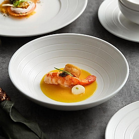 Mua Tô salat   tô sứ nông lòng trắng Vân xoáy phong cách Bắc Âu  đĩa sứ cao cấp