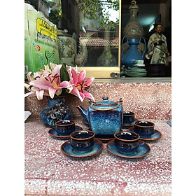 Ấm chén Bát Tràng vuông