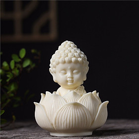 Tượng Phật mini ngồi trên đài sen để xe hơi, bàn làm việc, decor cầu may mắn bình an