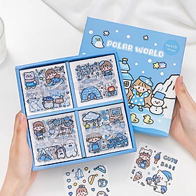 Hình ảnh Sticker hộp 100 tấm cute Polar World