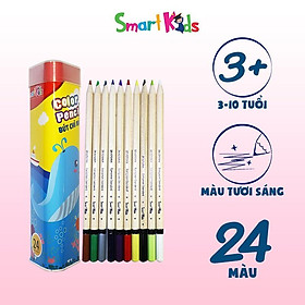 Bút chì màu Smartkids SK-CP2004 24 màu thân gỗ hộp kim loại