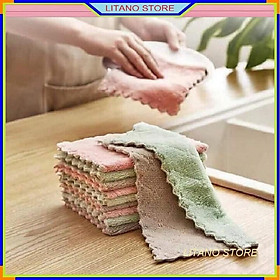 Set 5 Khăn Lau 2 Mặt Đa Năng Mềm Mịn Thấm Hút Nước Cực Tốt Dùng Lau Các Vật Dụng Nhà Bếp Và Đồ Dùng Gia Đình