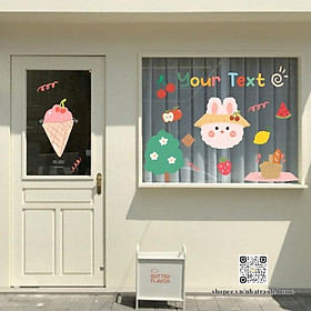 Mua Hình dán thỏ dễ thương aesthetic trang trí gương  kính cửa hàng cute 12