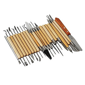 22x Metal Clay Sculpting Set Polymer Shapers Wooden