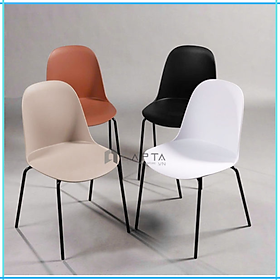 Ghế ngồi café fastfood thân nhựa cao cấp chân sắt xếp chồng nhập khẩu CC1568-S- Plastic chair solid back side