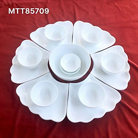Bộ bát đĩa sứ trắng cao cấp Bát Tràng(nhiều mẫu)