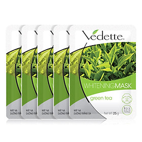 Lô 5 Mặt Nạ Giấy Dưỡng Trắng Da Vedette Trà Xanh 25g