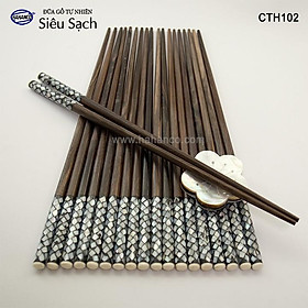 Mua Đũa gỗ Mun Sọc đầu cẩm xà cừ đẹp (10 đôi) CTH755 - Đũa mộc /không nhuộm hóa chất
