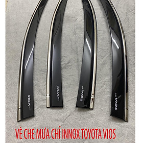 Vè che mưa xe Toyota Vios 2014 - 2017 chỉ inox cao cấp