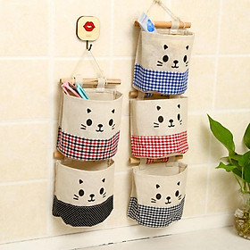 Giỏ vải để đồ treo tường hình mèo