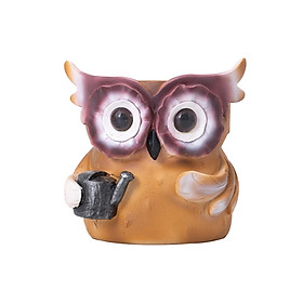 Owl Flower Pot Statue Home Decor Statue Cute Accessories Desktop Ornament for
