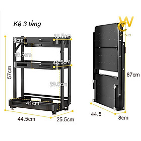 Kệ gia vị Gấp gọn Đa Năng Winci. Chất liệu thép carbon không gỉ, Sơn tĩnh điện 3 lớp, WIN-KGVG