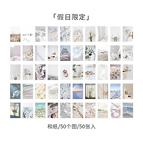 Tập 50 tờ stickers giấy trang trí không trùng mẫu