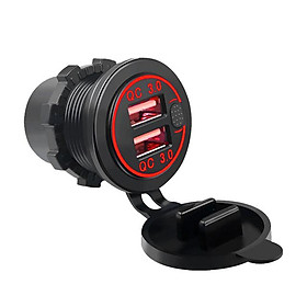 Bộ sạc xe QC3.0 với LED Digital Voltmeter Display Touch Switch Dual Port Car Socket Alecket Charge cho xe máy 12V 24V