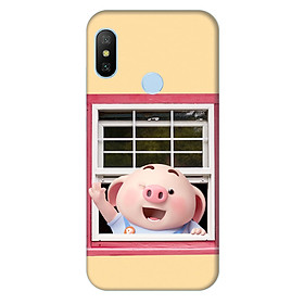 Ốp lưng nhựa cứng nhám dành cho Xiaomi Redmi 6 Pro in hình Heo Con Chào Ngày Mới