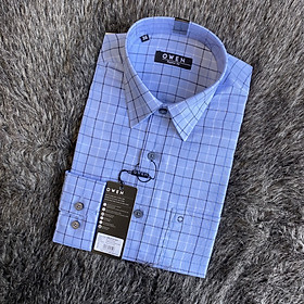 Owen - áo sơ mi dài tay owen regular fit chất sợi tre kẻ ca rô xanh 221073 - áo sơ mi nam dài tay