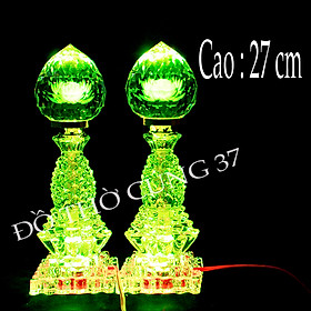 Mua   Cao 27 cm   Đèn thờ Led pha lê   1 CẶP  