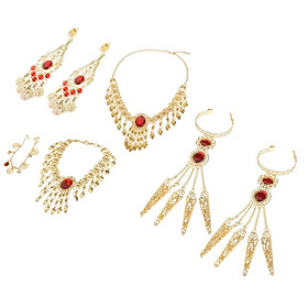 Belly Dance Jewelry Set - Earrings Necklace Head Chain Bracelets Ear Clip