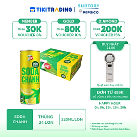 Thùng 24 Lon Nước Uống Có Gaz 7Up Soda Chanh (320ml/lon)
