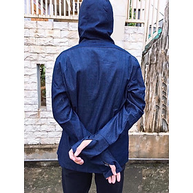 Áo chống nắng bò nam 2 lớp vải jean lót vải kẻ caro dày mát nam tính