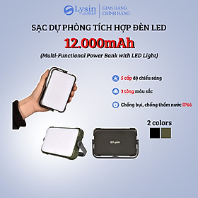 Lysin - đèn led chiếu sáng cầm tay sạc dự phòng 12000mah,cắm trại du lịch,dã ngoại, camping,picnic ngoài trời tiện lợi đa năng chống thấm nước,chống bụi bẩn.