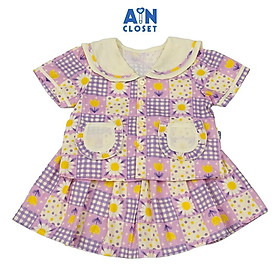 Set Áo Váy bé gái họa tiết Hoa Tím Cotton - AICDBGBLICAG - AIN Closet