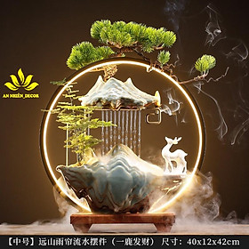 Mua Thác Nước Phong Thủy Khói Trầm Chú Tiểu Có Vòng Đèn Led Hào Quang
