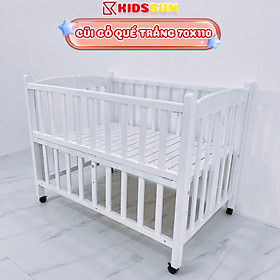 Giường cũi màu trắng tất cao cấp cho bé - 70x110x90