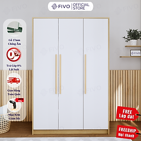 Tủ Đựng Quần Áo Gỗ MDF Lõi Xanh Chống Ẩm Dày 17mm FIVO FC01 Cửa Mở 3 Cánh Ngang 1m2 Phong Cách Hàn Quốc Dễ Dàng Lắp Ráp - Chính Hãng