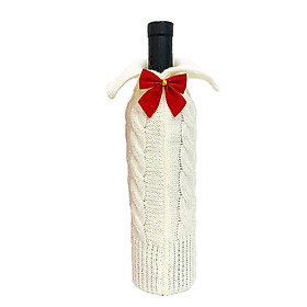 Đồ bao chai rượu hình dễ thương, kiểu trang trí Giáng sinh-Màu trắng