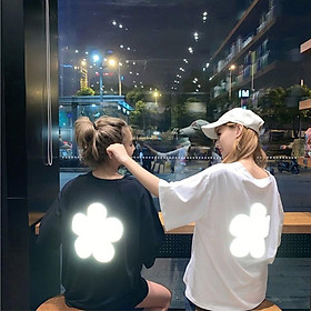 Áo thun Phản Quang Tay Lỡ Unisex Nam Nữ Cỏ 5 lá
