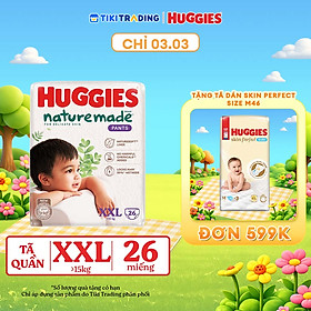 Tã/bỉm quần Huggies Naturemade M58/L44/XL38/XXL26