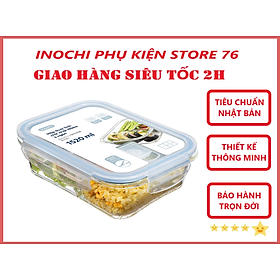 Hộp Cơm Thủy Tinh 2/3 ngăn, Hộp Thủy Tinh Đựng Thức Ăn NIKKO Tiêu Chuẩn Nhật Bản - Chính hãng inochi (Tặng kèm khăn lau tay đa năng pakasa)