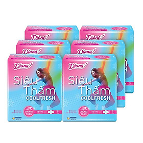 Combo 6 gói Băng vệ sinh Diana Siêu thấm Cool Fresh siêu mỏng cánh 8 miếng