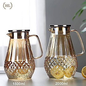 Mua Bình nước thủy tinh Borosilicate Vàng Hoàng Kim 2 Lít | Bình thủy tinh vàng cao cấp chống sock nhiệt dung tích 2000ml