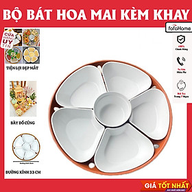 Mua Bộ Bát Đĩa Hoa Mai Kèm Khay Nhựa Gồm 5 Đĩa Kích Thước 33cm Bày Thức Ăn Thường Hay Đồ Cúng Đều Sang Trọng