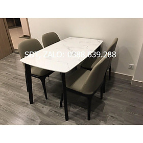 Bộ bàn ăn grace mặt đá 1m4 + 4 ghế grace màu nâu  Thương hiệu Nội Thất Bình Long