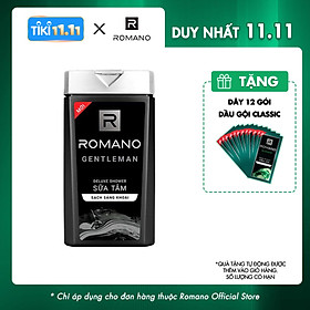 Sữa tắm cao cấp Romano Gentleman lịch lãm nam tính sạch sảng khoái 180gr