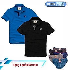 Áo polo nam ngắn tay có cổ ( Tặng 1 quần lót nam ) , Combo 2 áo, DokaFashion regular fit chuẩn hàng xuất, áo phông thun polo nam tay ngắn – EZ235