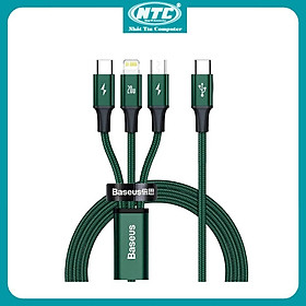 Mua Cáp sạc 3 đầu và truyền Data Baseus Rapid Series CAMLT-SC 20W dài 1.5m TypeC to TypeC / LN / MicroUSB - Hàng Chính Hãng