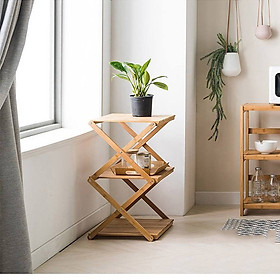 Mua Kệ trang trí 3 tầng xếp gọn bằng Gỗ đa năng - Kệ Tab Đầu Giường 3 Tầng Gỗ C55cm