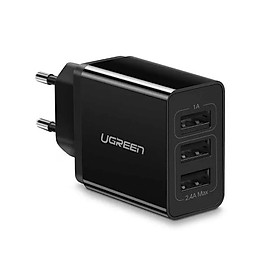 Sạc đa năng USB 5V màu đen Ugreen 13DN50816ED 3.1A 3 cổng hàng chính hãng