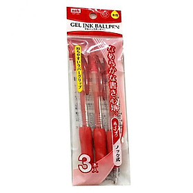 Set 3 bút bi 0,5mm màu đỏ nội địa Nhật Bản