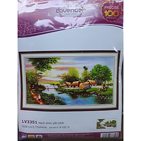 Mua Tranh thêu chữ thập phong cảnh làng quê việt LV3351 - 75 x 44 cm - chưa thêu