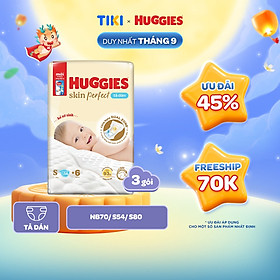 [Tặng thêm miếng] Thùng 3 gói Tã dán sơ sinh Huggies Tràm Trà NB70/S54/S80