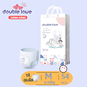 Tã quần Double Love Size M54– L50–XL46– XXl44 siêu mỏng, siêu thấm hút an toàn cho bé